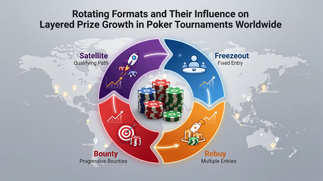 Diagramm zur Entwicklung gestaffelter Preispools bei rotierenden Pokerformaten